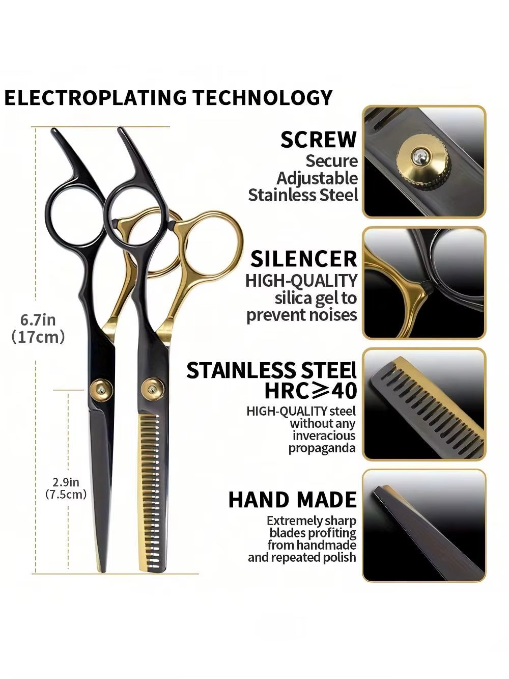 12Pcs Hair Scissor Professional Set,Stainless Steel Barber Supplies, Thinning Shears Included,Hair Supplies ,Barber Supplies