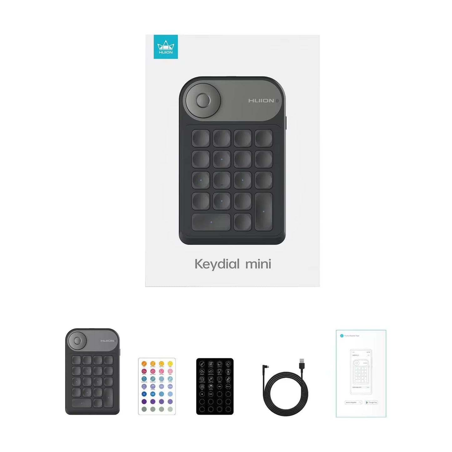 HUION Keydial Mini Wireless Keyboard Bluetooth Connectivity Keyboard with Dial, for Drawing Tablet PC Macbook Surface Pro Laptop