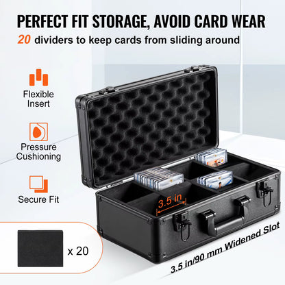 Succebuy Premium Graded Card Storage Box with Key Lock or Coded Lock - 4 or 5 Slot Options and Foam Dividers for 96/108/120/162 PSA Graded Cards