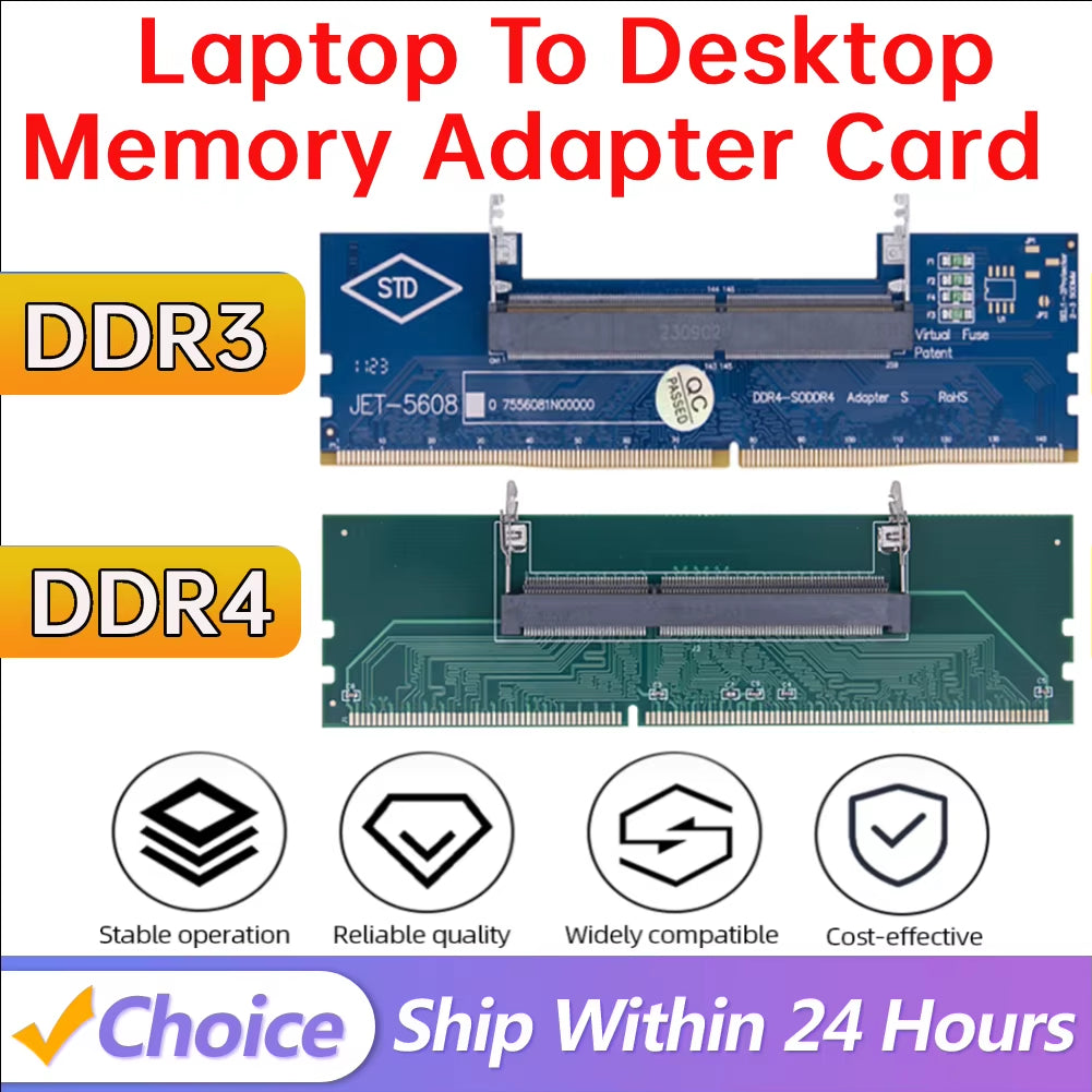 1 PC Laptop to Desktop Memory Adapter Card DDR3 DDR4 DDR5 Memory RAM Connector Card