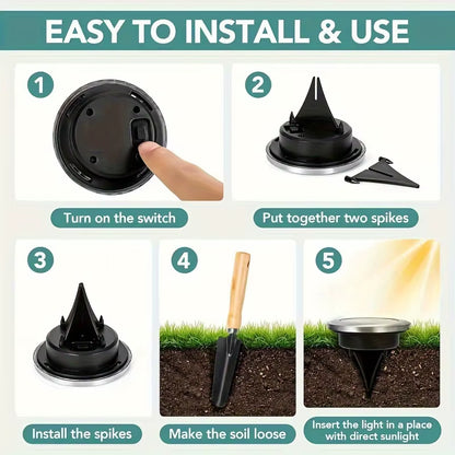 8 Pcs 8LED Solar Power Disk Light Outdoor Garden Solar Underground Light Deck Light Spotlight Buried Solar Led Lamp