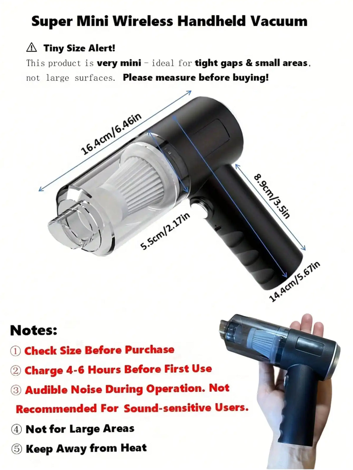 Cordless Handheld Vacuum Cleaner with Multiple Nozzles - Rechargeable and Versatile for Home, Car, Pet Hair, Keyboard, and Dust Cleaning