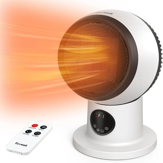 Space Heater, 1500W 2S Fast Heating Electric Ceramic Heater with Remote Control, Overheating and Tip-Over Protection, Portable Desk Heater, EHT150