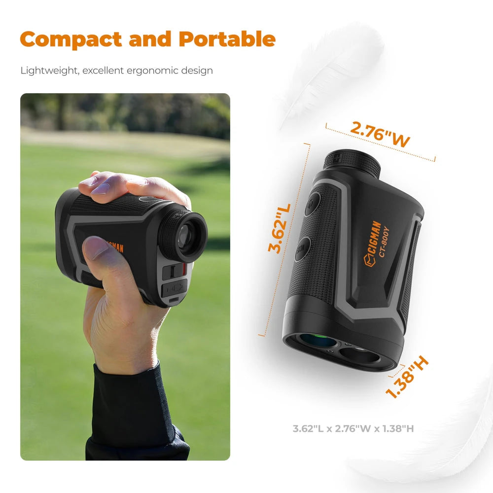 Precision Golf Rangefinder with 850 Yards Range and Slope Compensation Accurate Laser Distance Measuring Device Rechargeable Li-Ion Battery High Definition LCD Display Portable Golf Hunting Climbing Bird Watching