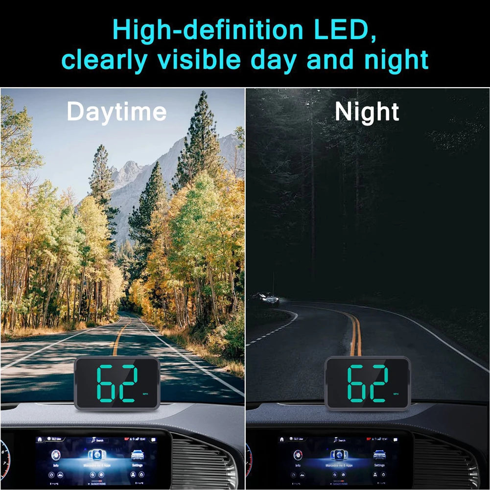 Universal Head-Up Display GPS Digital Speedometer for Cars and Trucks - Plug and Play Auto Accessory