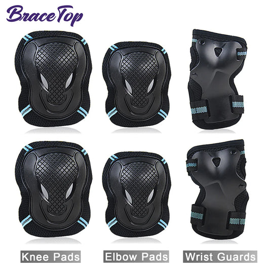 6Pcs/Set Teens & Adult Knee Pads Elbow Pads Wrist Guards Protective Gear for Roller Skating Skateboarding Cycling Sport