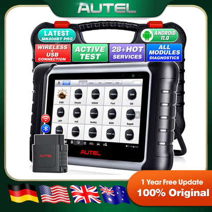 Autel Maxicom MK808BT PRO OBD2 Automotive Diagnostic Scanner - Advanced Bidirectional Tool with Key Coding, Active Tests, Injector Coding, and Comprehensive System Coverage