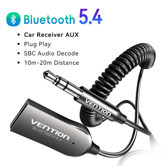 Bluetooth 5.4 Aux Adapter Wireless Car Bluetooth Receiver USB to 3.5Mm Jack Audio Music Mic Handsfree for Car Speaker