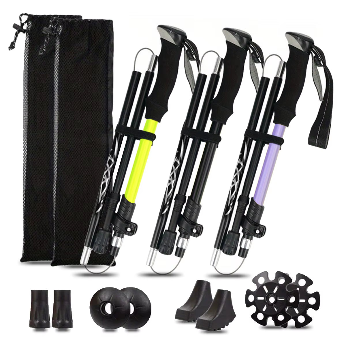 Ultralight Aluminum Alloy 5-Section Folding Trekking Pole for Hiking, Mountaineering, and Walking - Sturdy and Durable Design