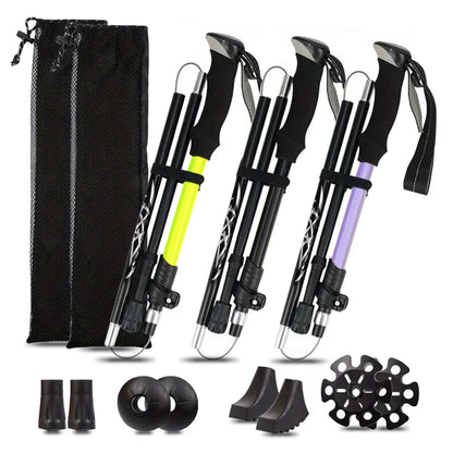 Ultralight Aluminum Alloy 5-Section Folding Trekking Pole for Hiking, Mountaineering, and Walking - Sturdy and Durable Design