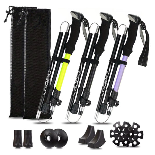 Ultralight Aluminum Alloy 5-Section Folding Trekking Pole for Hiking, Mountaineering, and Walking - Sturdy and Durable Design