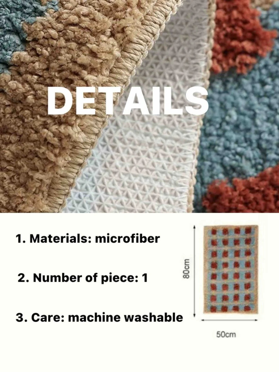 Ultra Soft Retro Whimsical Bath Rug, Machine-Washable, Absorbent Mat