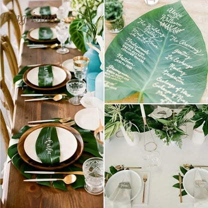10Pcs Hawaii Artificial Palm Leaf Turtle Back Leaf Jungle Beach Theme Party Flower Arrangement Mat Accessories Cup Mat
