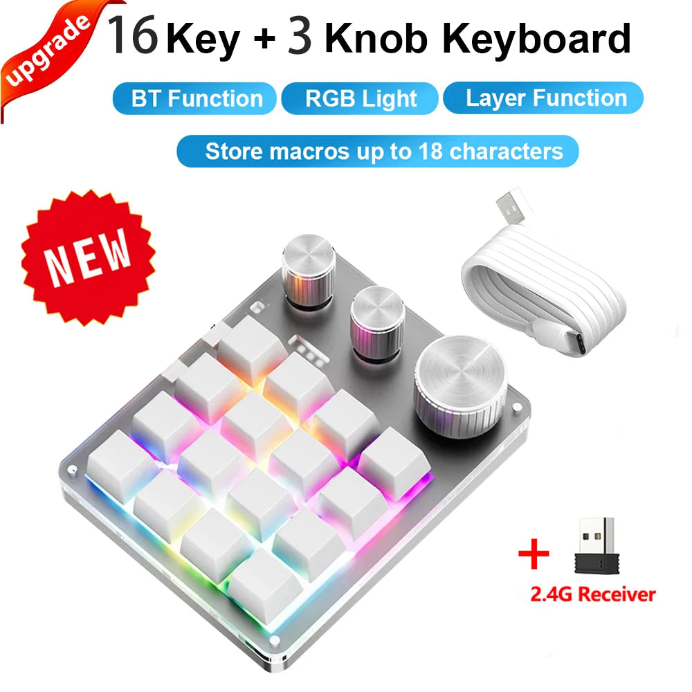 Programming Custom Bluetooth Macro Keyboard RGB Mechanical Keyboard for Mechanical Hotswap Macropad Photoshop Gaming Keypad
