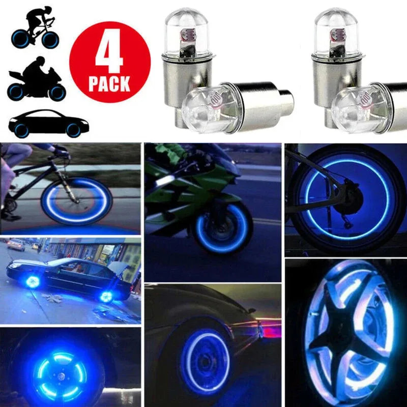 Durable Tire Valve Cap Lights - 2/4/8 Pack for Cars, Motorcycles, and Bicycles