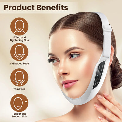 EMS Facial Lifting Massager with LED Photon Therapy for Anti-Wrinkle and Double Chin Reduction