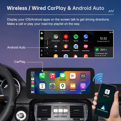 Linux Touchscreen GPS System for Mercedes Benz G-Class W463 (2013-2018) with Wireless CarPlay, Android Auto, and AirPlay Mirroring