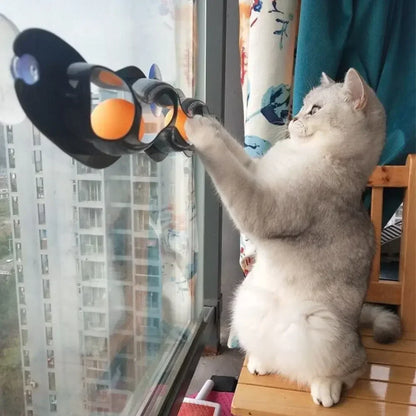 New Track Cat Toy Plastic Sucker Track Ball Pet Accessories Window Table Tennis Adsorption Glass Cat Toy Funny Cat Toys Pet Toys