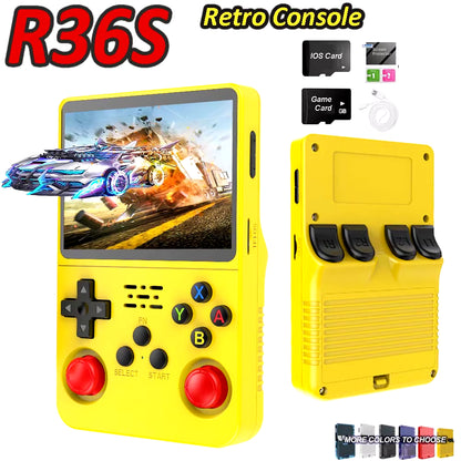 R36S Game Console Linux System 64G Portable Video Consoles 3.5 Inch IPS Screen with Retro Games Pocket Handheld Game Players