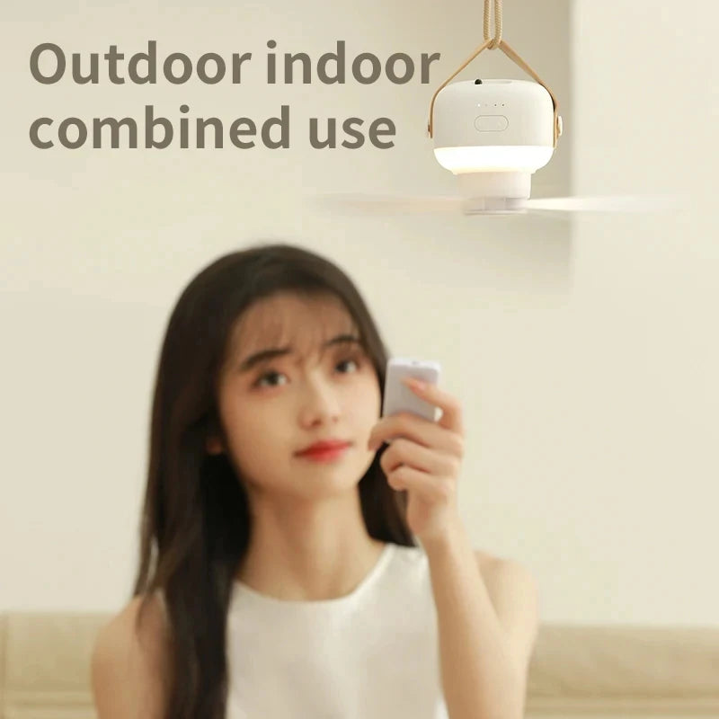 Tevorex Portable Ceiling Fans 7200Mah Outdoor Camping Fan with Remote Control LED Lighting Tent Ventilator Cooler Rechargeable Electric Fan