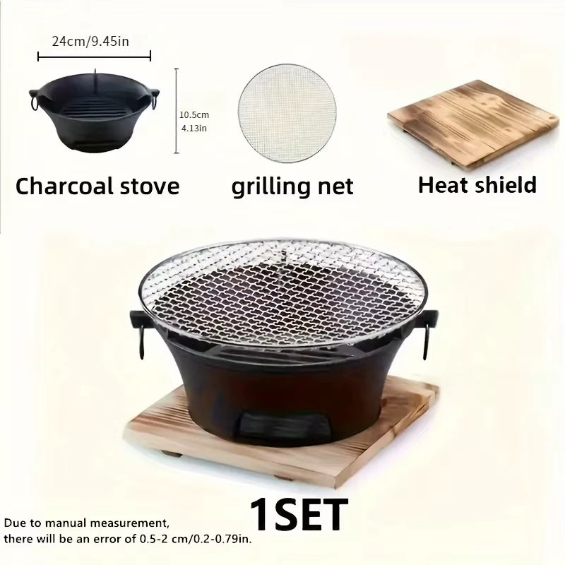 Zoe Cast Iron Outdoor Charcoal and Alcohol Stove for Barbecue, Family Picnics, and Camping - Ideal for Water and Tea Boiling