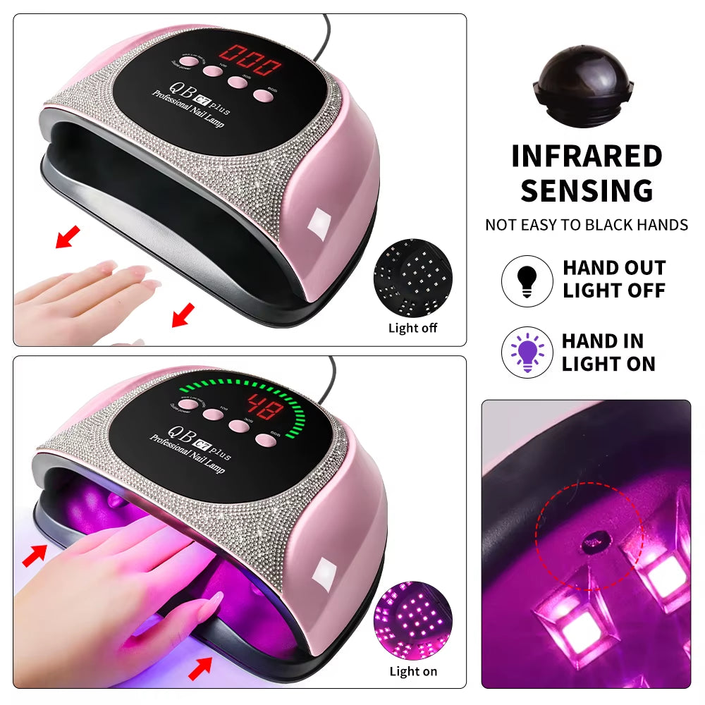 Professional UV/LED Nail Lamp 57 LEDS Quick Drying Gel Polish Curing Light with LCD Display Manicure Equipment for Acrylic Gel