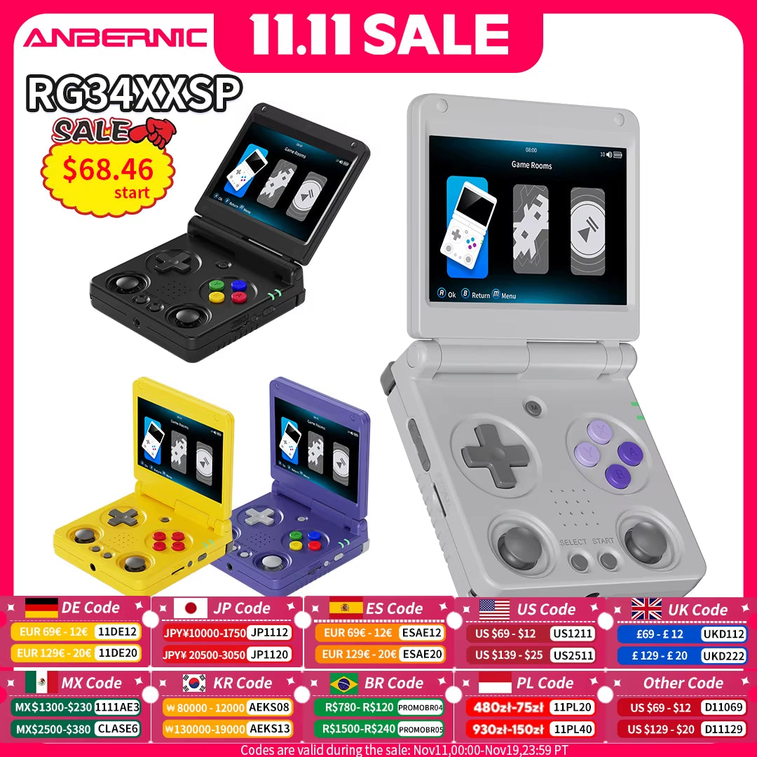 RG34XXSP Flip Handheld Game Console 3.4'' IPS Screen Linux 64-Bit 64G 5000+ Games Support WIFI HDMI TV Output Streaming