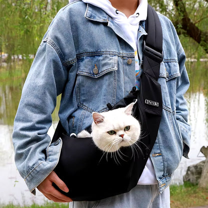 Stylish Pet Sling Carrier Bag for Small Dogs and Cats - Portable Nylon Shoulder Messenger for Outdoor Adventures