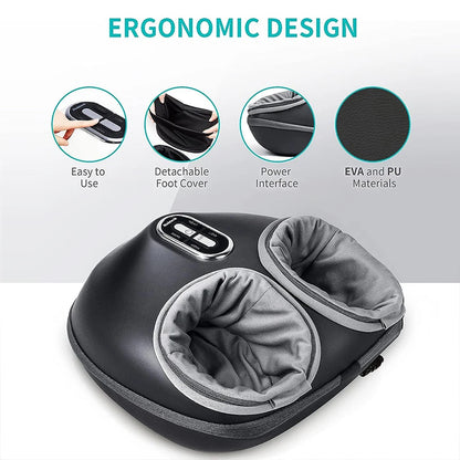 Foot Massager Heating Therapy Air Compression Shiatsu Knead Roller Muscle Relaxation Electric Foot Massage Machine