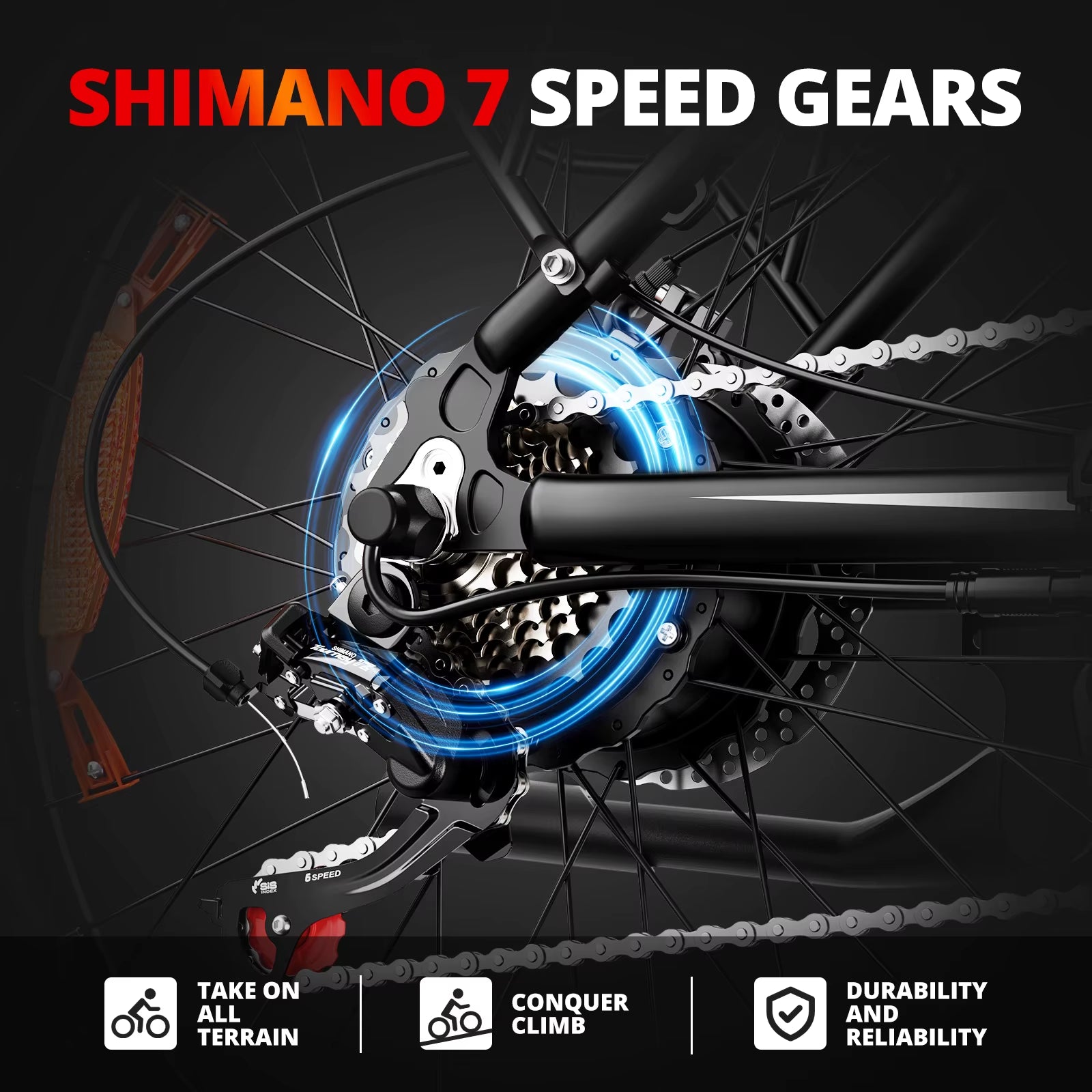 Electric Bike EB26 Adults Electric Bicycle Peak 1500W 48V 15AH E Bike 26" Fat Tire Mountain Bike 31Mph Electric Dirt Bike