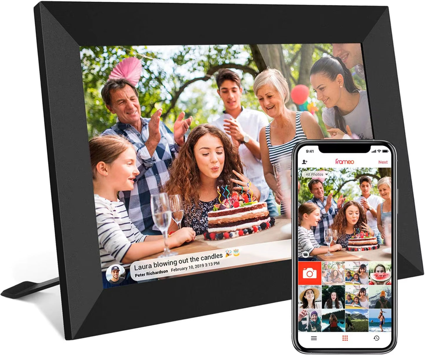 32GB FRAMEO 10.1 Inch Smart Wifi Digital Photo Frame 1280X800 IPS LCD Touch Screen,Best Christmas Gift for Friends and Family
