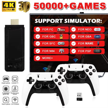 128G 256G X9 PRO Gamestick 4KHD TV Video Game Consol 3D Games for PSP/PS1/N64/NDS 40+Simulators Retro Games Dual 2.4G Controller