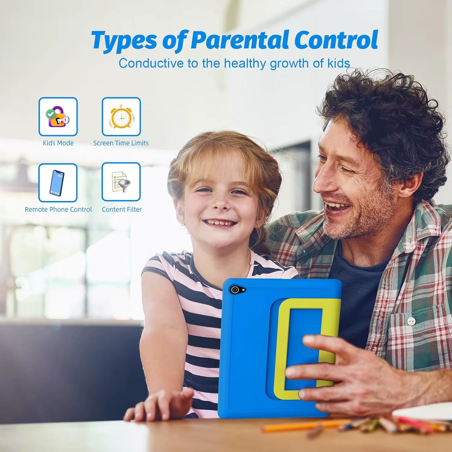 KT1016 Android 14 Tablet for Kids 10 Inch Octa-Core 8 GB RAM 64 GB Storage 1 TB Expandable Parental Control Pre-Installed KIDOZ