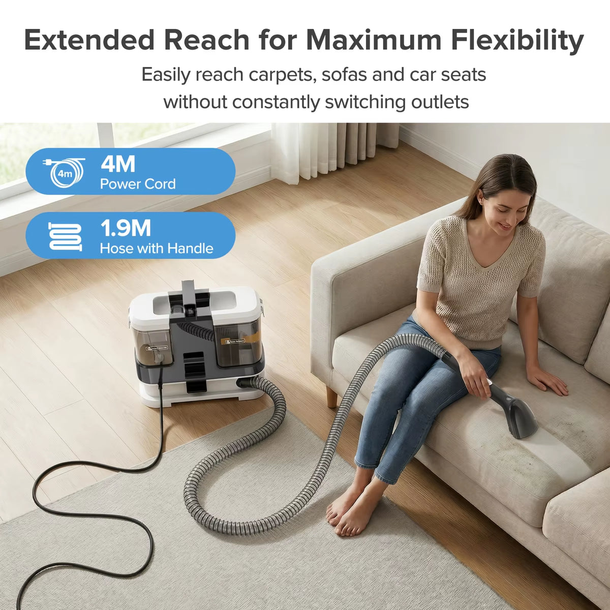 Lubluelu V2 Portable 3-in-1 Carpet and Upholstery Spot Cleaner with Powerful 12Kpa Suction for Home, Sofa, Carpet, and Car Seats