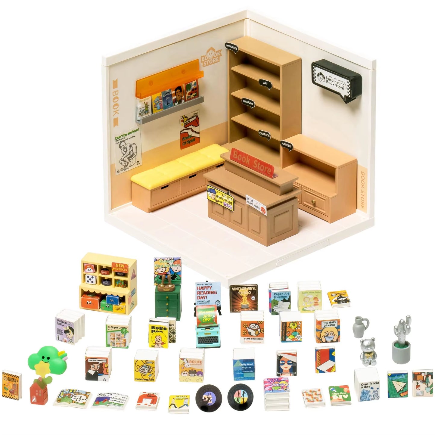 Robotime Rolife Super Creat Plastic Buliding Blocks DIY Miniature House Kit for Kids and Adult 3D Puzzle Multi-Scene for Fun
