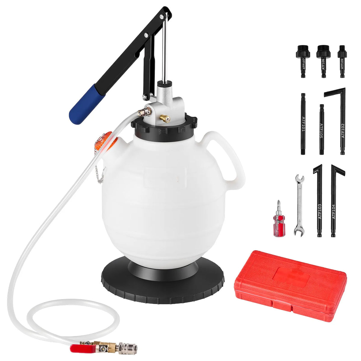 Succebuy 7.5L Manual Transmission Fluid Pump with 8 ATF Adapters and 47-Inch Outlet Hose for Oil Replacement