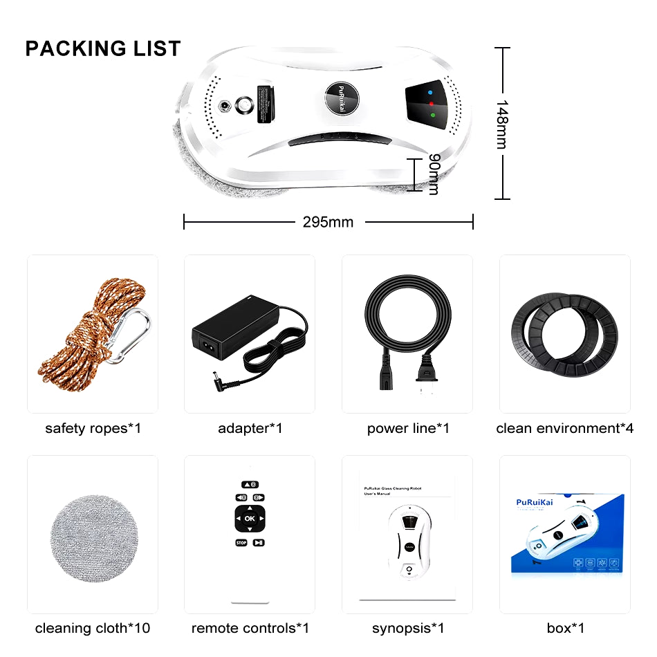 Ultra Thin Robot Vacuum Cleaner Window Cleaning Robot Window Electric Glass Limpiacristales Remote Control for Home