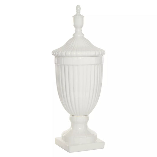 26-Inch Contemporary White Ceramic Vase - Elegant Large Tabletop Decor with Unique Design