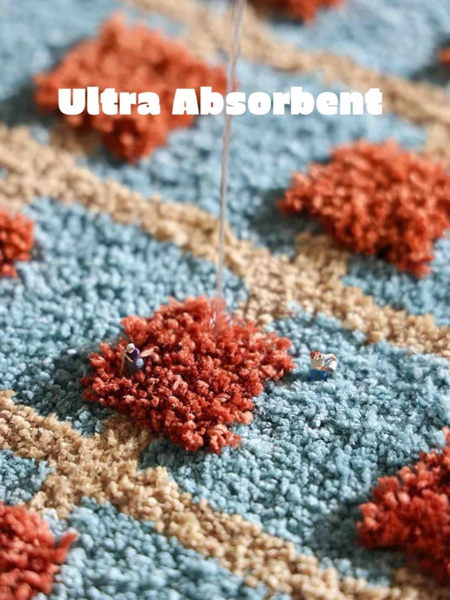 Ultra Soft Retro Whimsical Bath Rug, Machine-Washable, Absorbent Mat