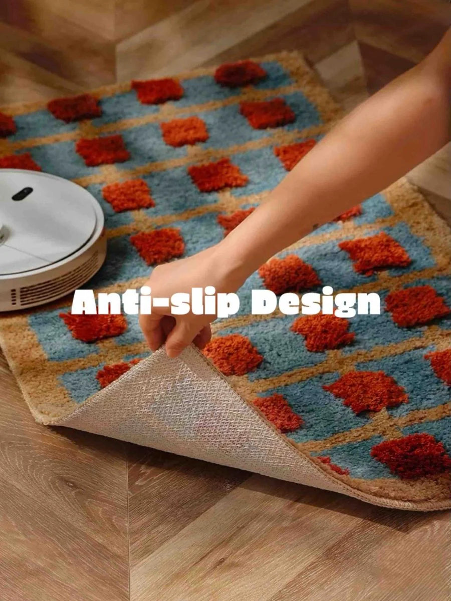 Ultra Soft Retro Whimsical Bath Rug, Machine-Washable, Absorbent Mat