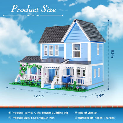 Lorelai Girls Movie House Building Block Girls Blue Palace Model Toys Ideas Hut Set Children Gifts (1107PCS)