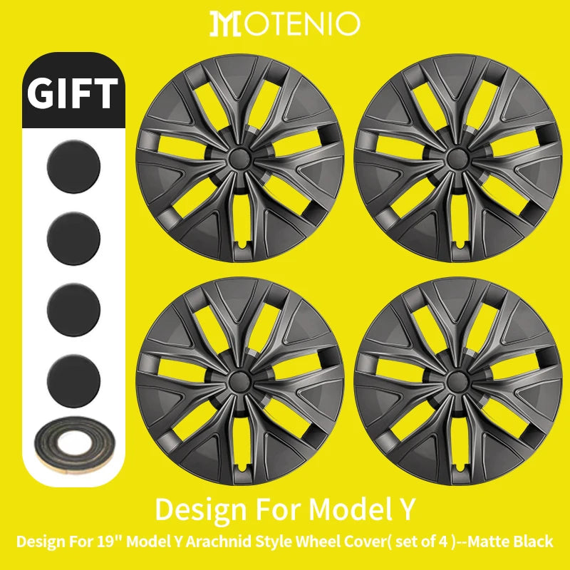 4-Piece Wheel Cap Set for Tesla Model Y (2020-2024) 19-Inch Hubcap Replacement Accessories