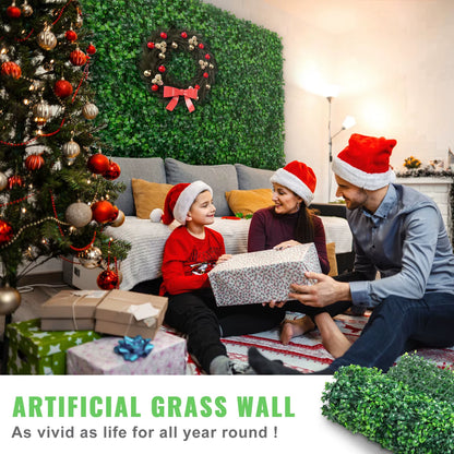 Succebuy Artificial Boxwood Hedge Wall Panels - 24 Pieces, 20x20/24x16 Inches, Green Grass Backdrop for Decorative Use