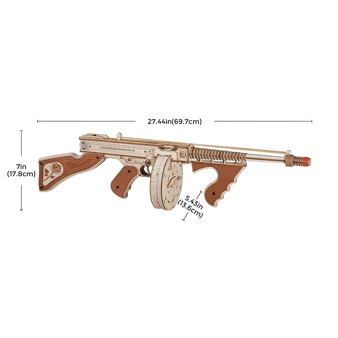 Robotime ROKR Thompson Submachine Gun 3D Wooden Puzzle Kit for Adults and Teens - Easy Assembly Building Block Set LQB01