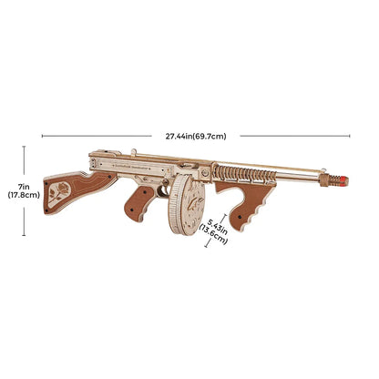Robotime ROKR Thompson Submachine Gun 3D Wooden Puzzle Kit for Adults and Teens - Easy Assembly Building Block Set LQB01