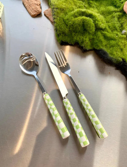 6 - Pack Modern Checkered Flatware Sets ( $4 / Count )