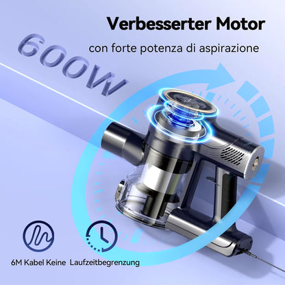 YISORA Corded Vacuum Cleaner, 600W 23Kpa Stick Vacuum, Free-Stand 6 in 1 Handheld Vacuum Cleaner for Hard Floor Carpet