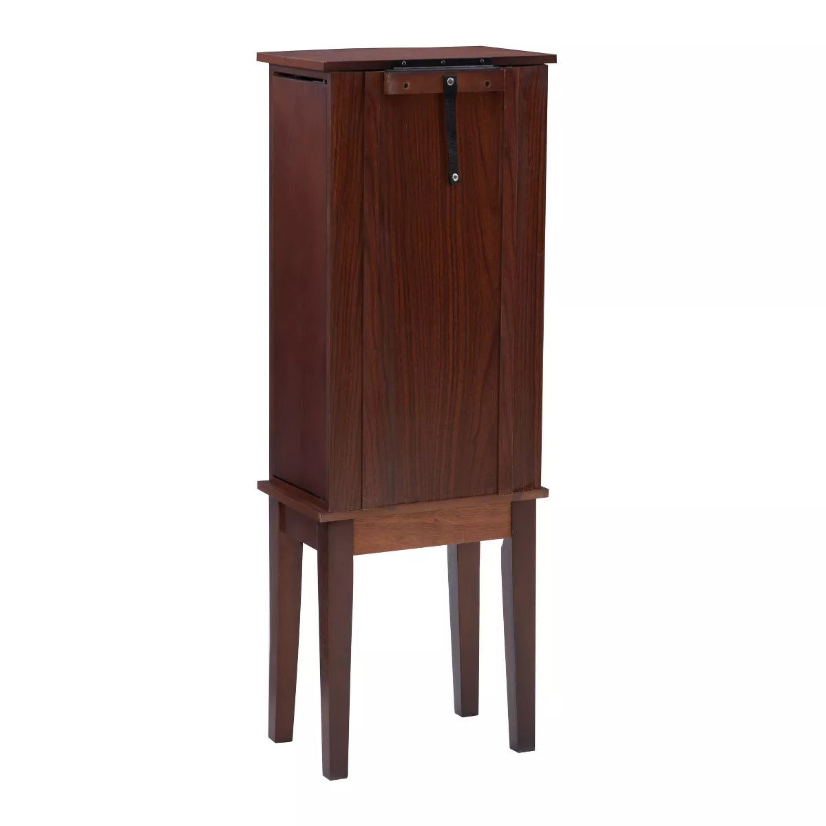 Traditional Wood Jewelry Armoire with 6 Lined Drawers in Merlot Brown