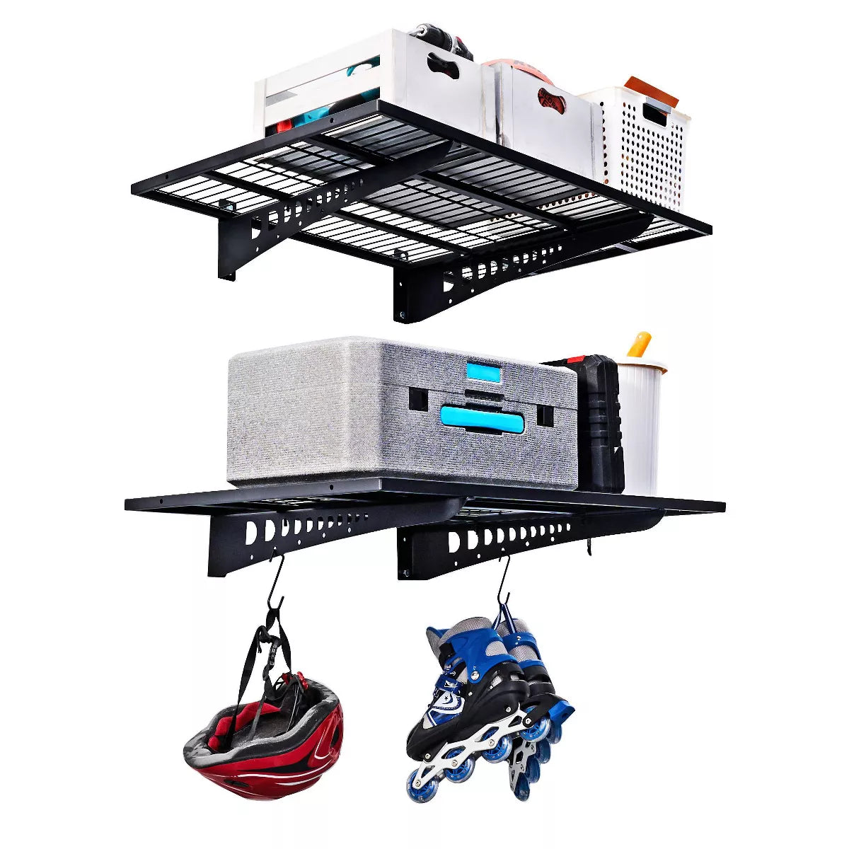 "2"X3' Garage Wall Shelves Black