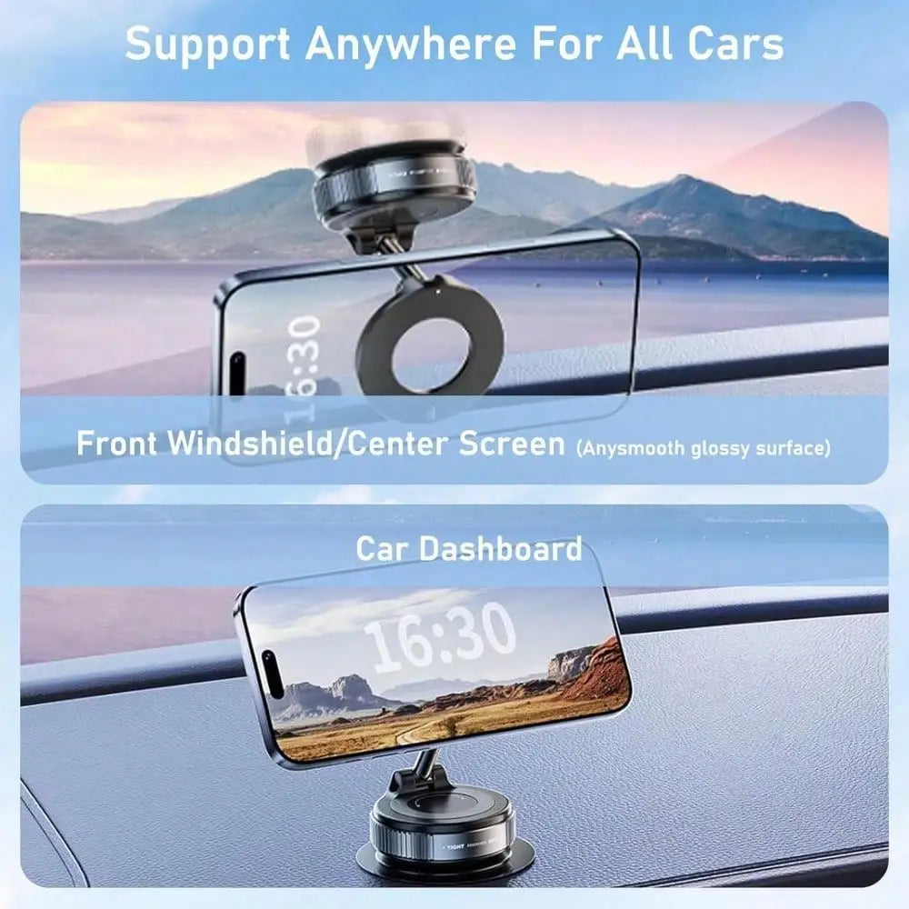 Upgraded 360° Nano Gel Vacuum Magnetic Phone Holder for Car - Suction Cup Mount Compatible with iPhone 17 Pro Max